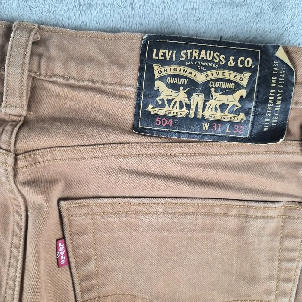 Levis 504 Jeans Mens 30x31 Brown Denim Straight Leg Skater Stretch Pants